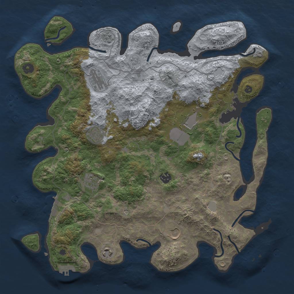 Rust Map: Procedural Map, Size: 4000, Seed: 709269, 17 Monuments