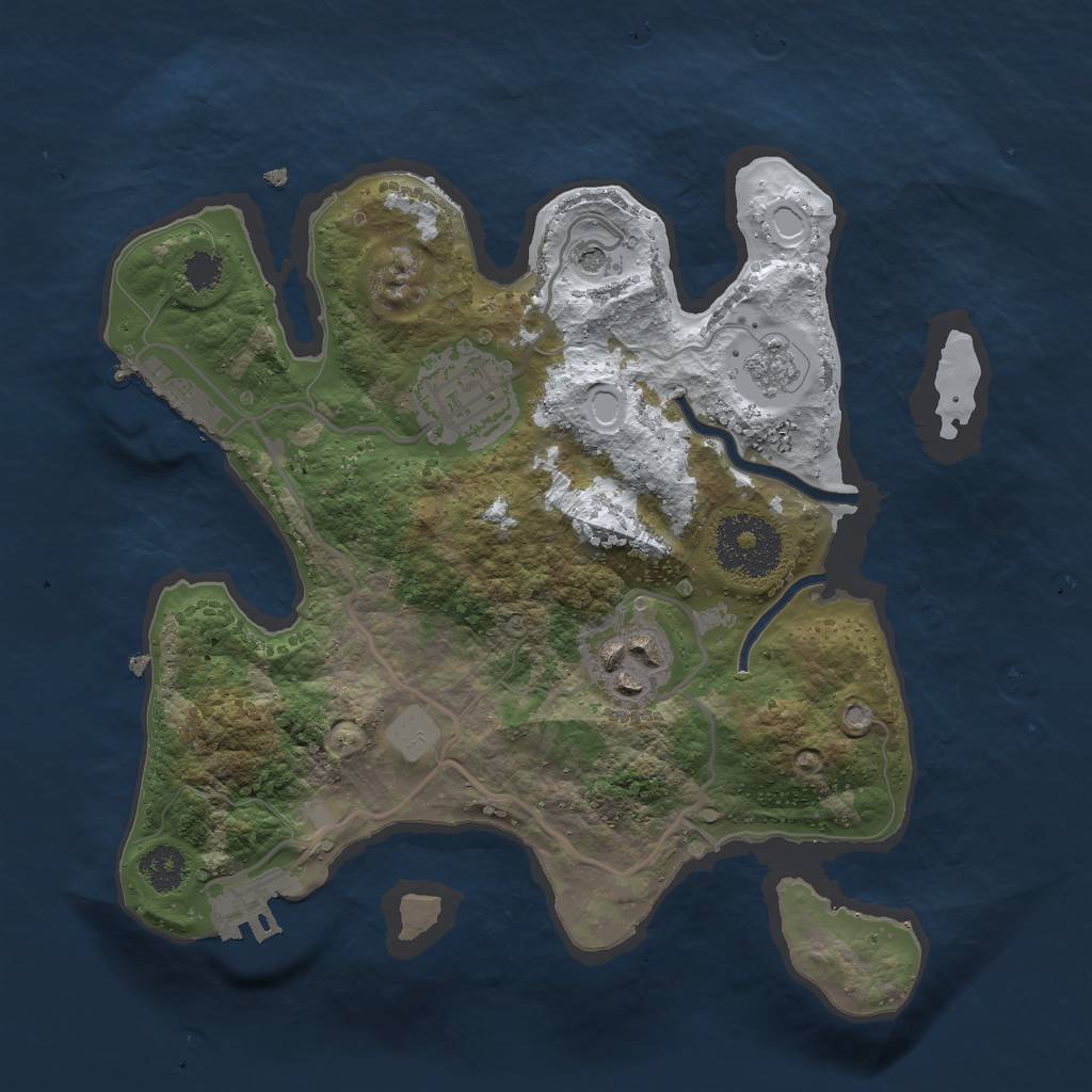 Rust Map: Procedural Map, Size: 2500, Seed: 891343, 11 Monuments