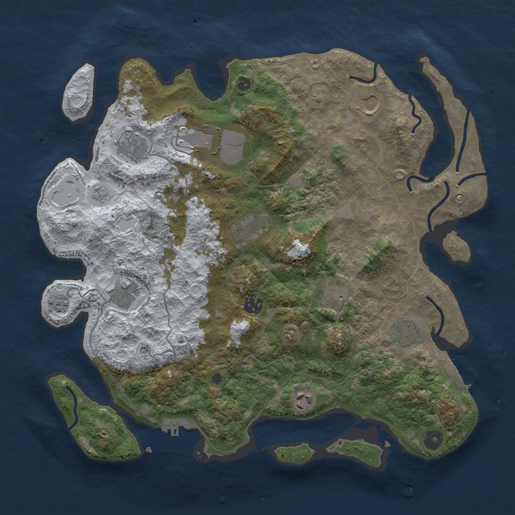 Rust Map: Procedural Map, Size: 4000, Seed: 1894473639, 19 Monuments