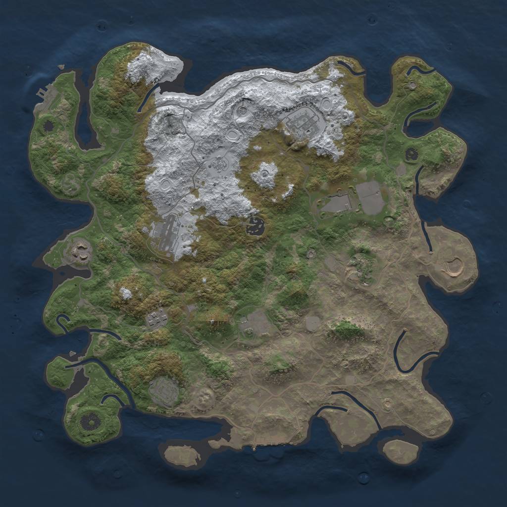 Rust Map: Procedural Map, Size: 4000, Seed: 281238, 19 Monuments