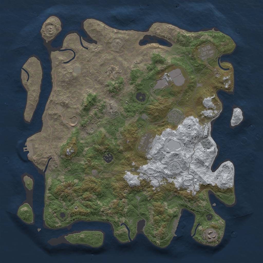 Rust Map: Procedural Map, Size: 4000, Seed: 860343002, 18 Monuments