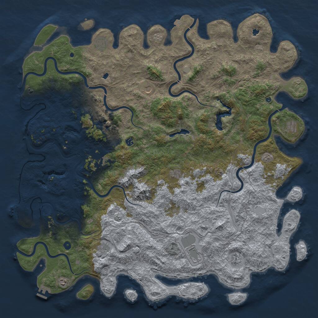 Rust Map: Procedural Map, Size: 6000, Seed: 2140882521, 17 Monuments