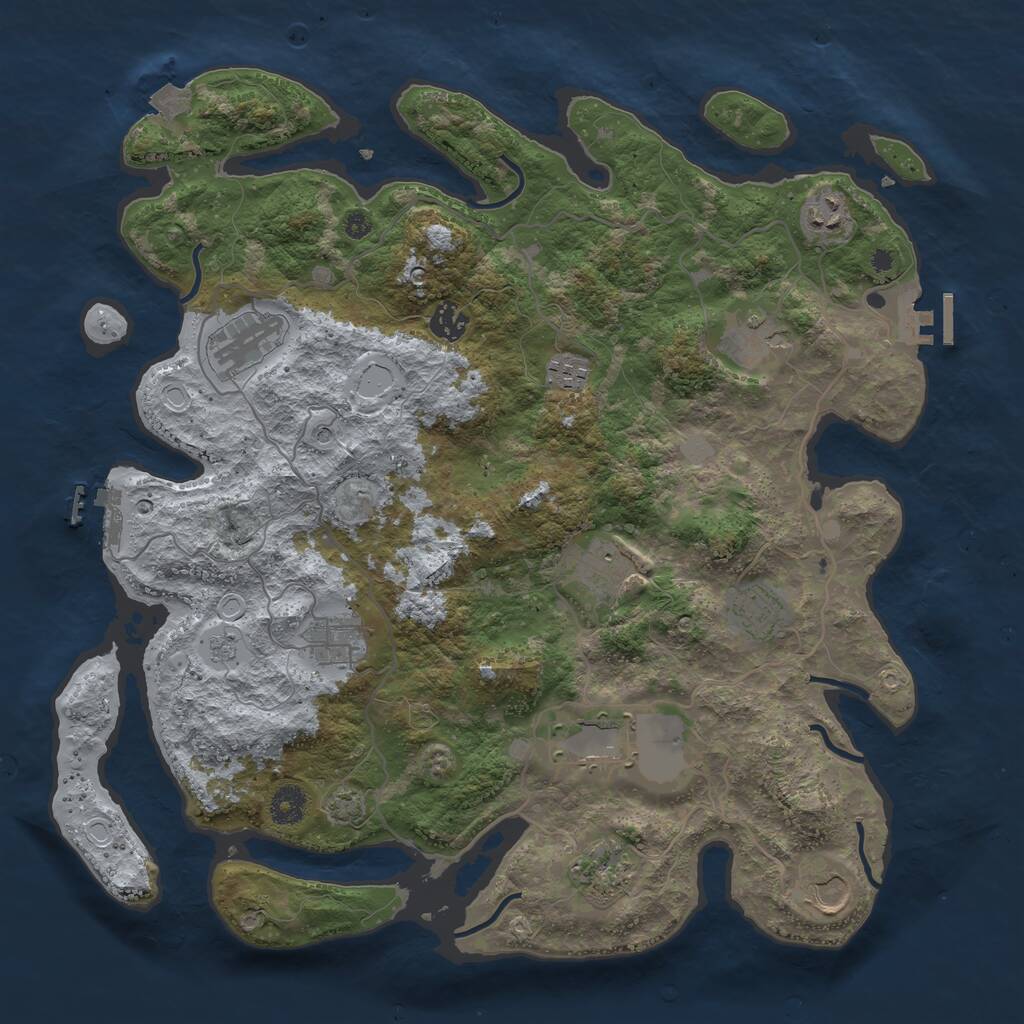 Rust Map: Procedural Map, Size: 4000, Seed: 750170, 17 Monuments