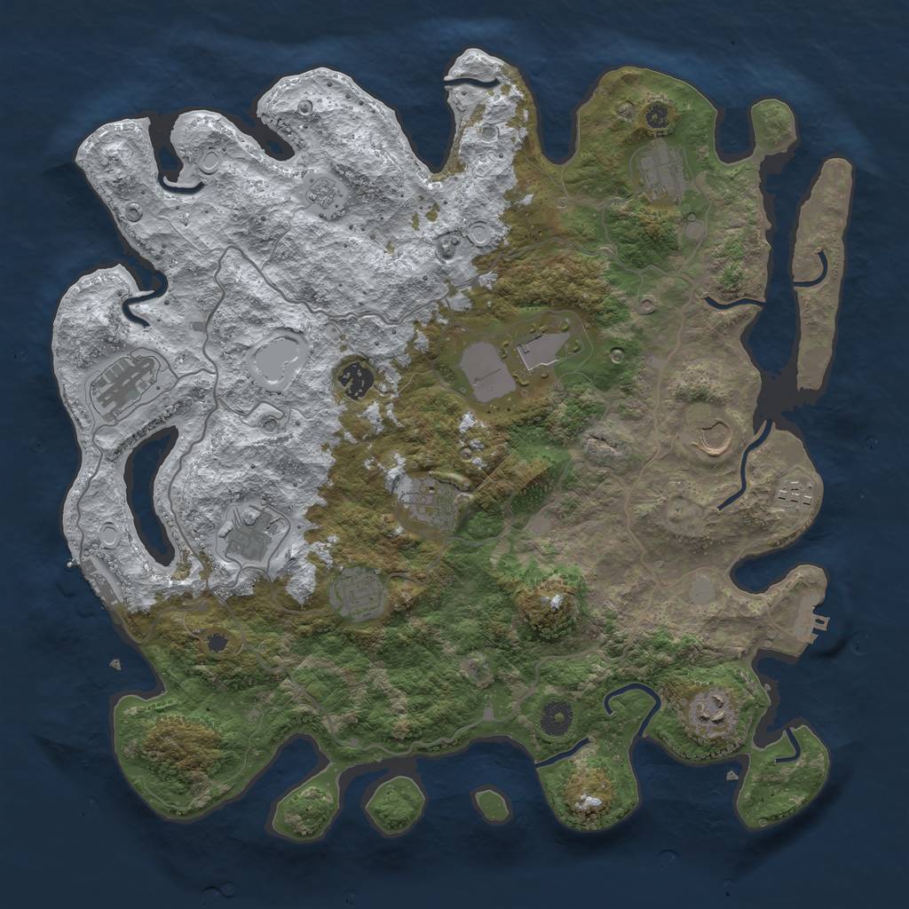 Rust Map: Procedural Map, Size: 4000, Seed: 822146, 19 Monuments