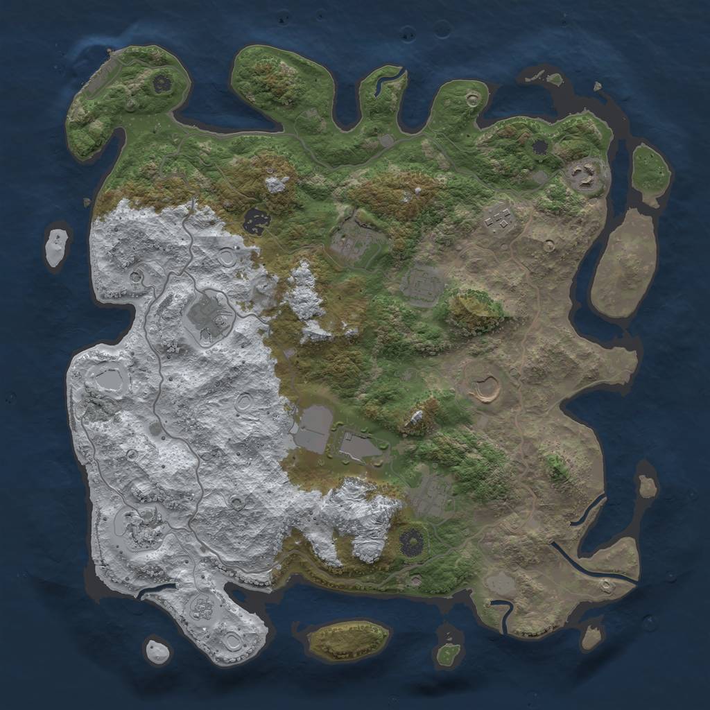 Rust Map: Procedural Map, Size: 4000, Seed: 620328, 18 Monuments