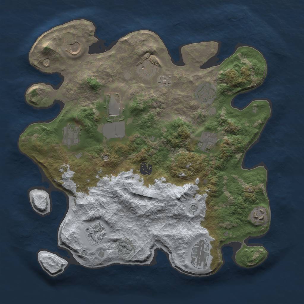 Rust Map: Barren, Size: 3500, Seed: 1469260768, 14 Monuments