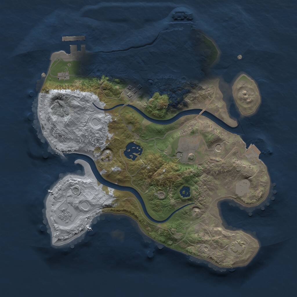 Rust Map: Procedural Map, Size: 2600, Seed: 22175, 9 Monuments