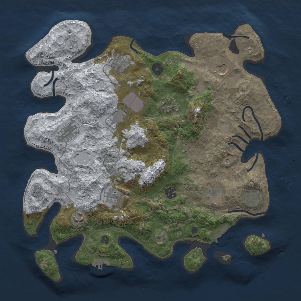 Rust Map: Procedural Map, Size: 3850, Seed: 821233575, 20 Monuments