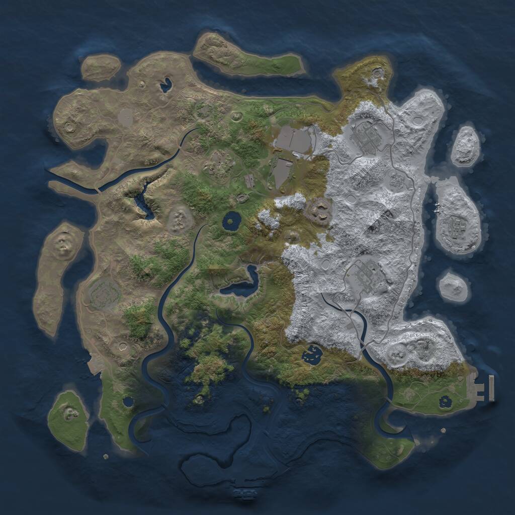 Rust Map: Procedural Map, Size: 4000, Seed: 651123, 14 Monuments
