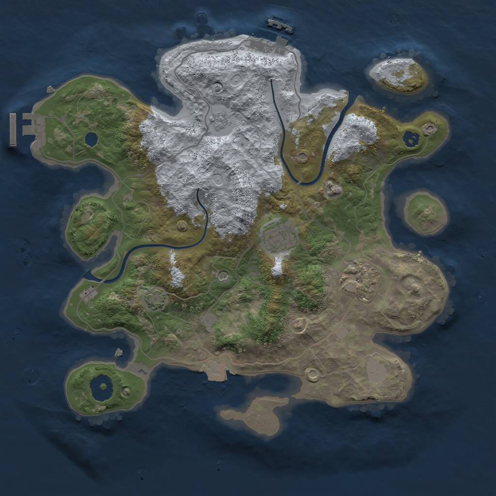 Rust Map: Procedural Map, Size: 3000, Seed: 61494, 8 Monuments