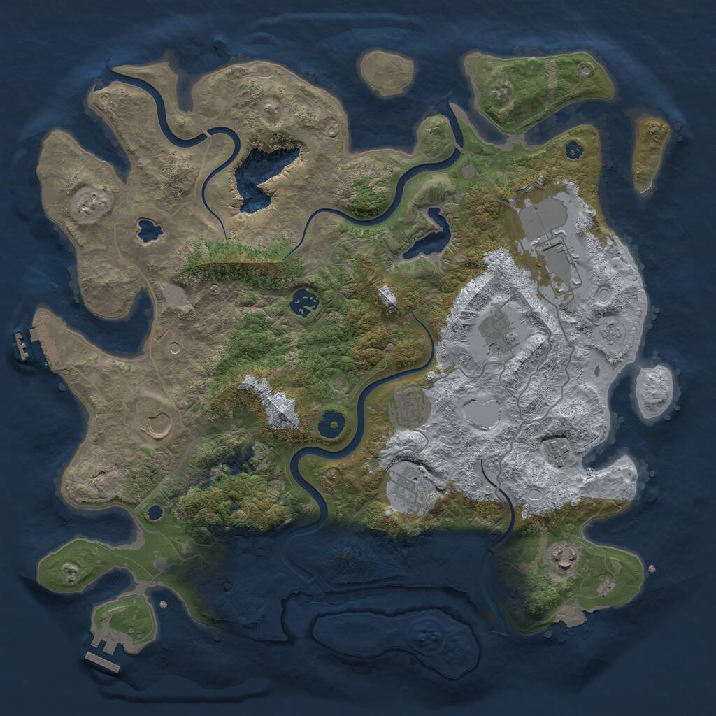 Rust Map: Procedural Map, Size: 4000, Seed: 115462340, 14 Monuments