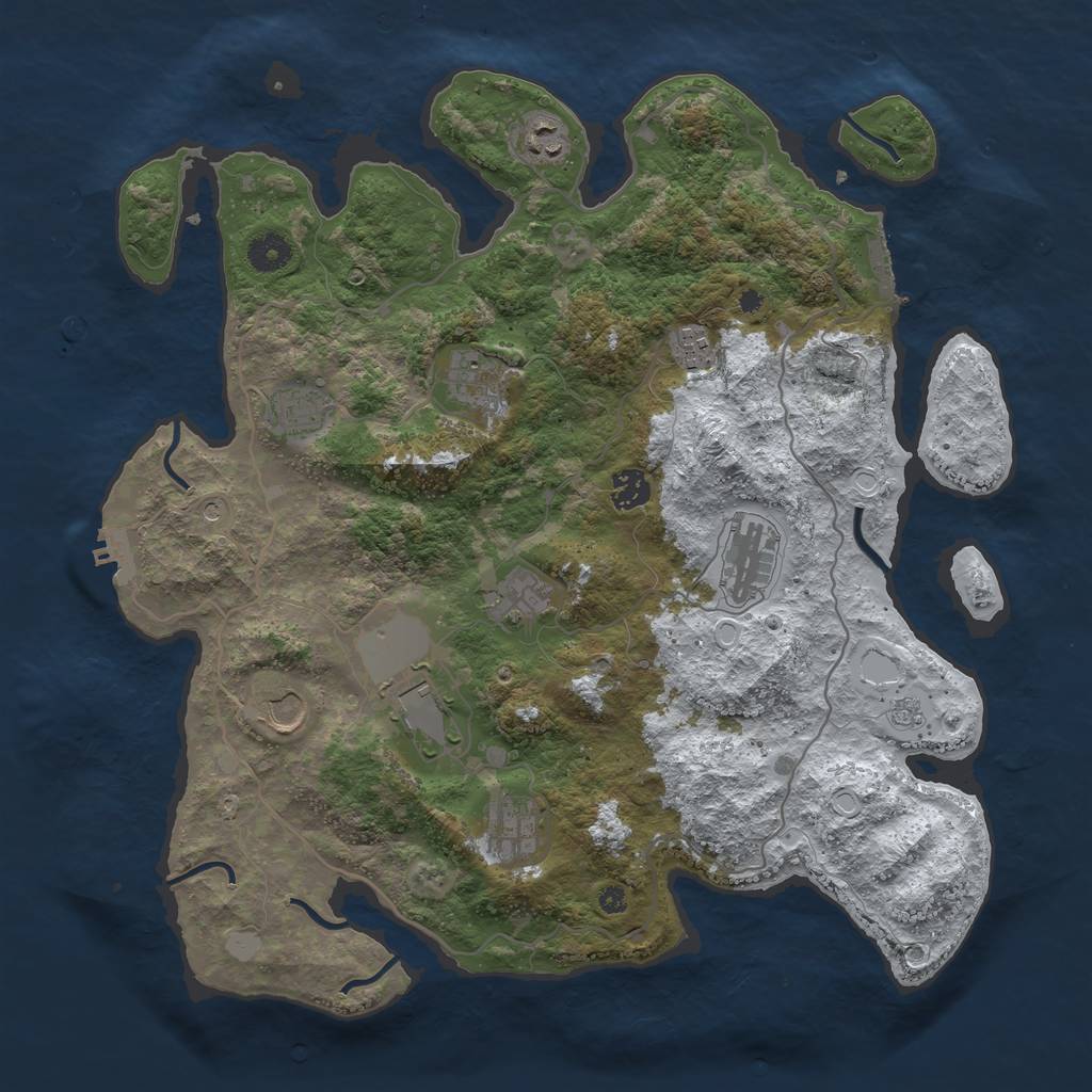 Rust Map: Procedural Map, Size: 4000, Seed: 906069, 19 Monuments