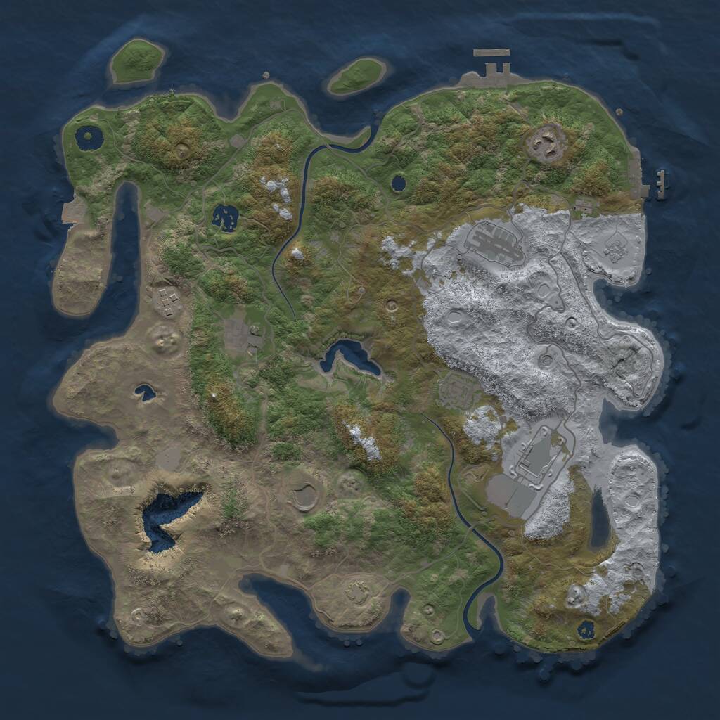 Rust Map: Procedural Map, Size: 4000, Seed: 830267, 14 Monuments