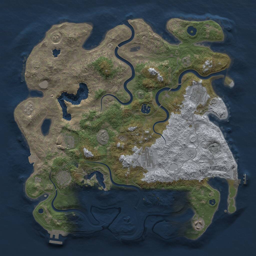 Rust Map: Procedural Map, Size: 4000, Seed: 1107750362, 13 Monuments