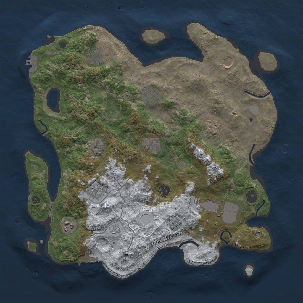 Rust Map: Procedural Map, Size: 3800, Seed: 618881467, 19 Monuments