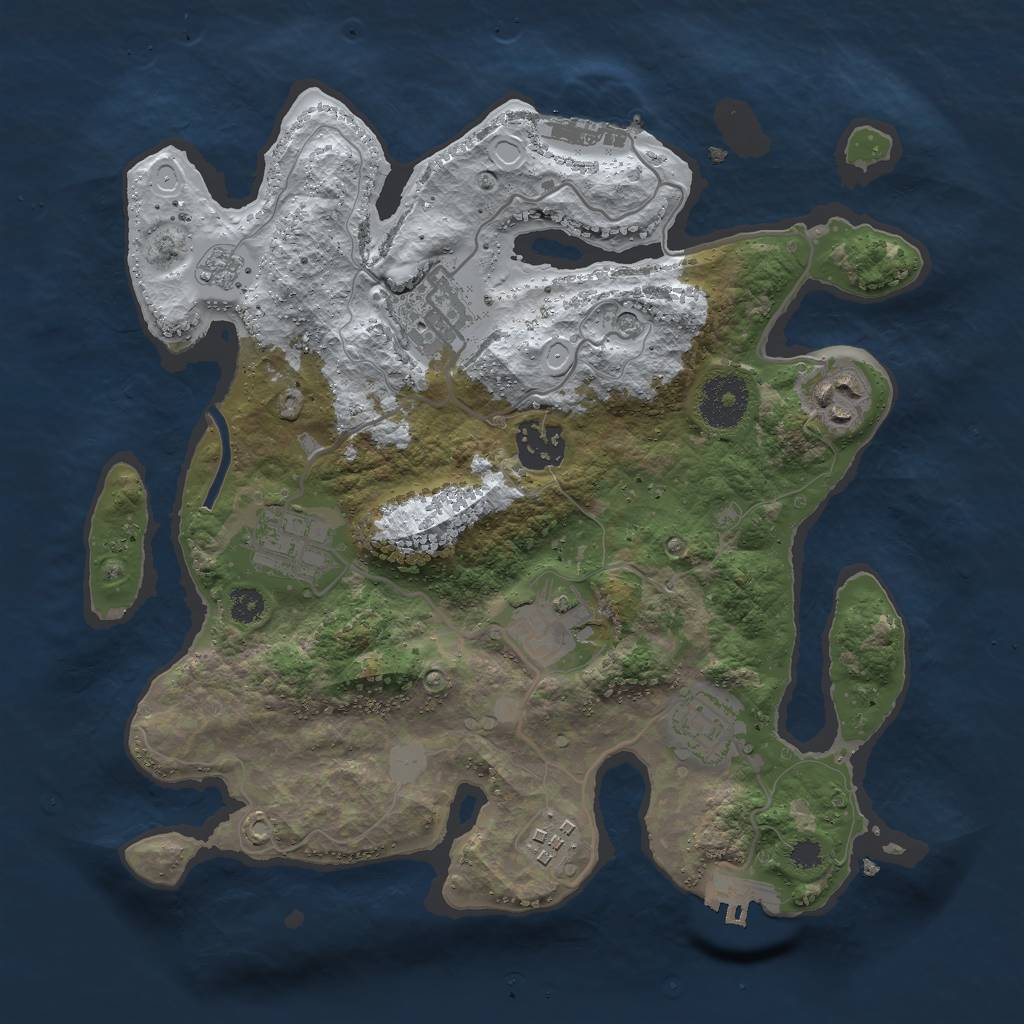 Rust Map: Procedural Map, Size: 3000, Seed: 517970231, 16 Monuments