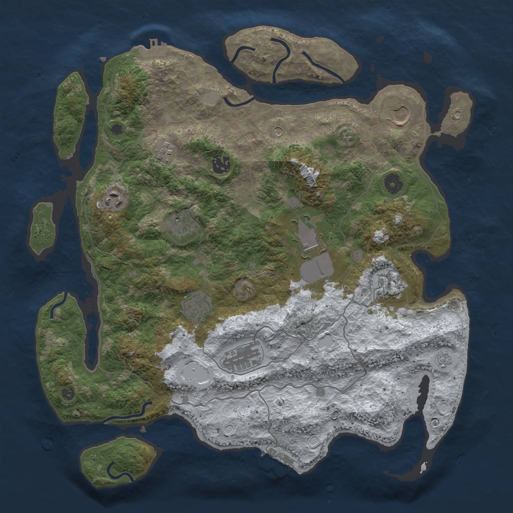 Rust Map: Procedural Map, Size: 4000, Seed: 808862, 18 Monuments