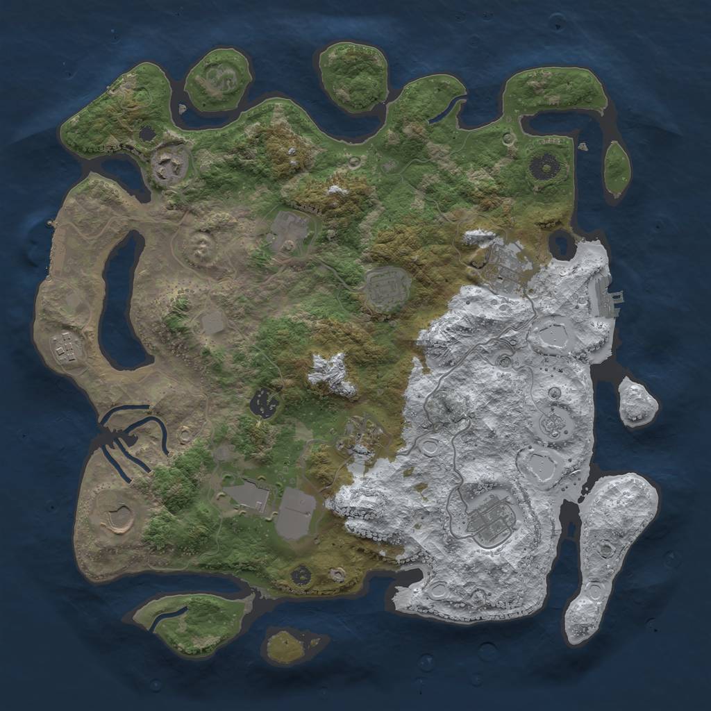 Rust Map: Procedural Map, Size: 3750, Seed: 351085550, 19 Monuments