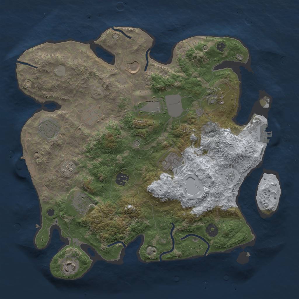 Rust Map: Procedural Map, Size: 3500, Seed: 800178005, 19 Monuments