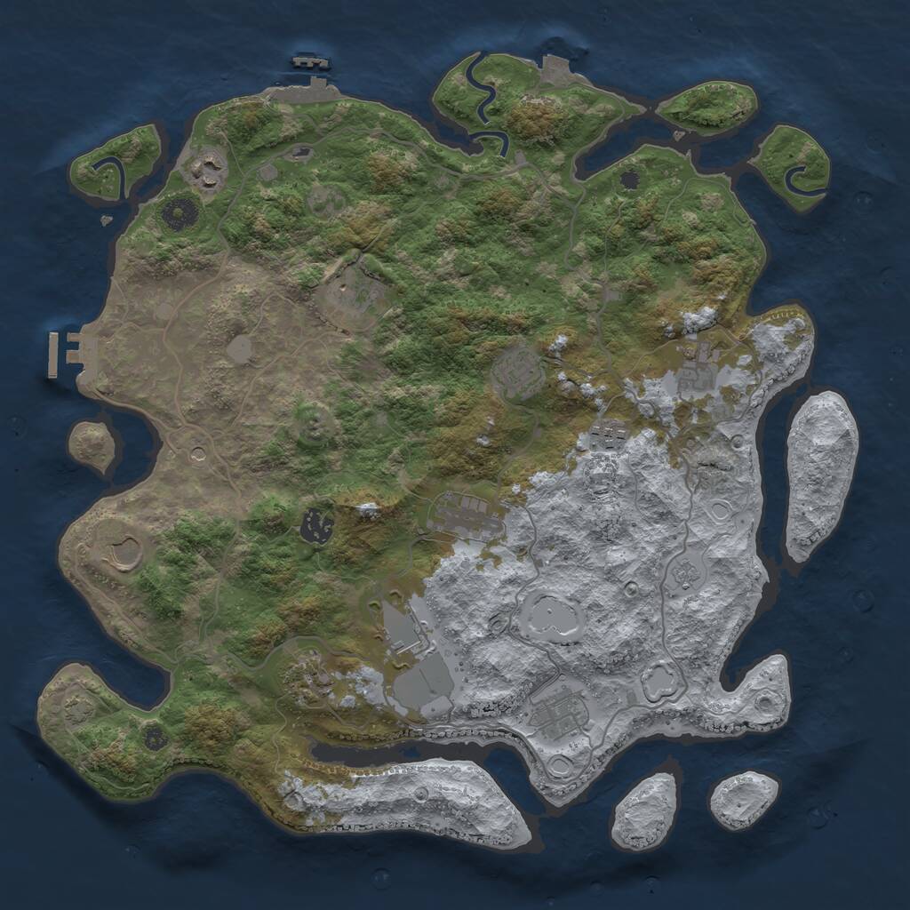 Rust Map: Procedural Map, Size: 4000, Seed: 264772, 17 Monuments
