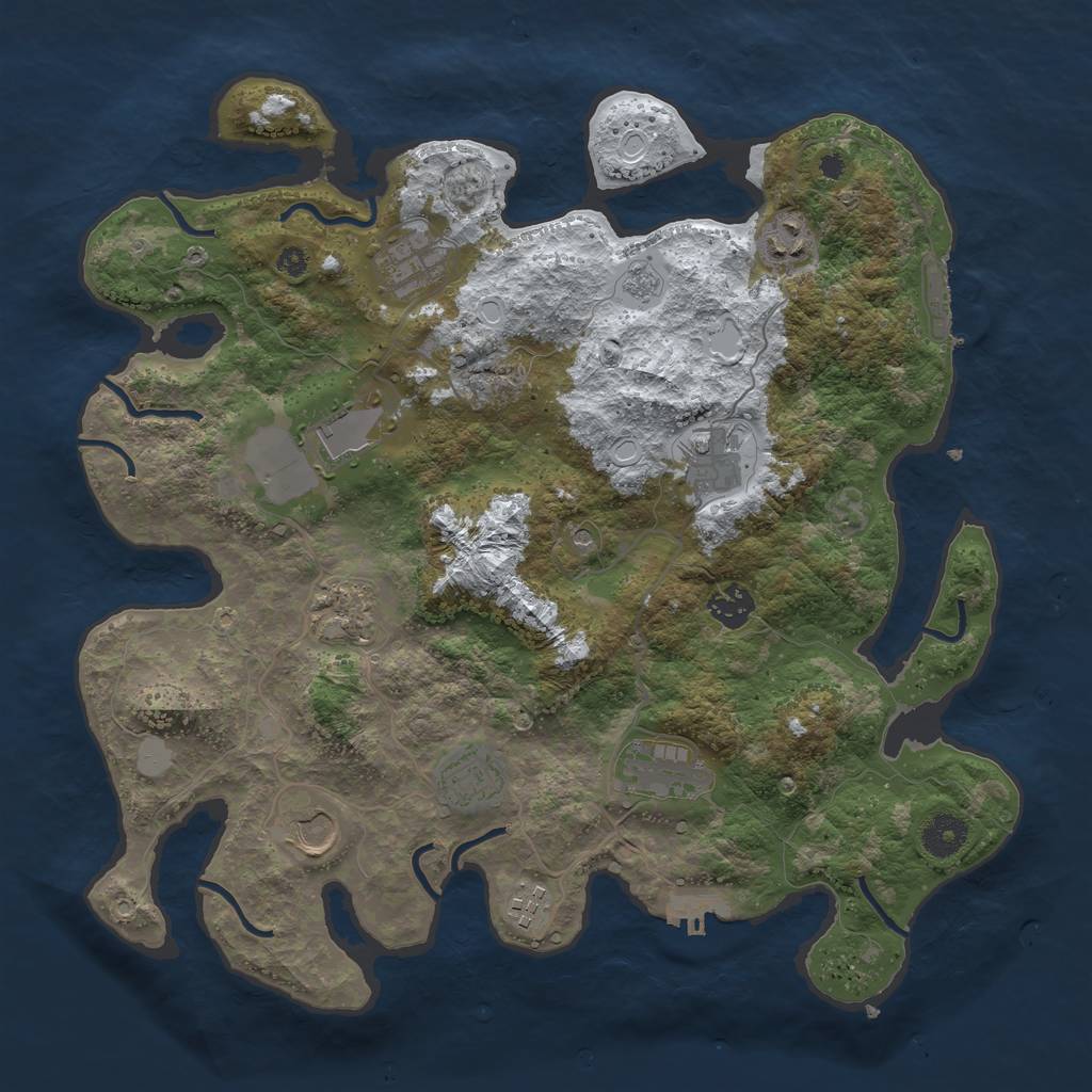 Rust Map: Procedural Map, Size: 3750, Seed: 553889819, 19 Monuments