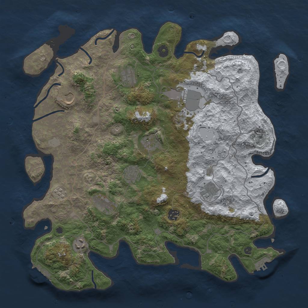 Rust Map: Procedural Map, Size: 4000, Seed: 739883, 19 Monuments