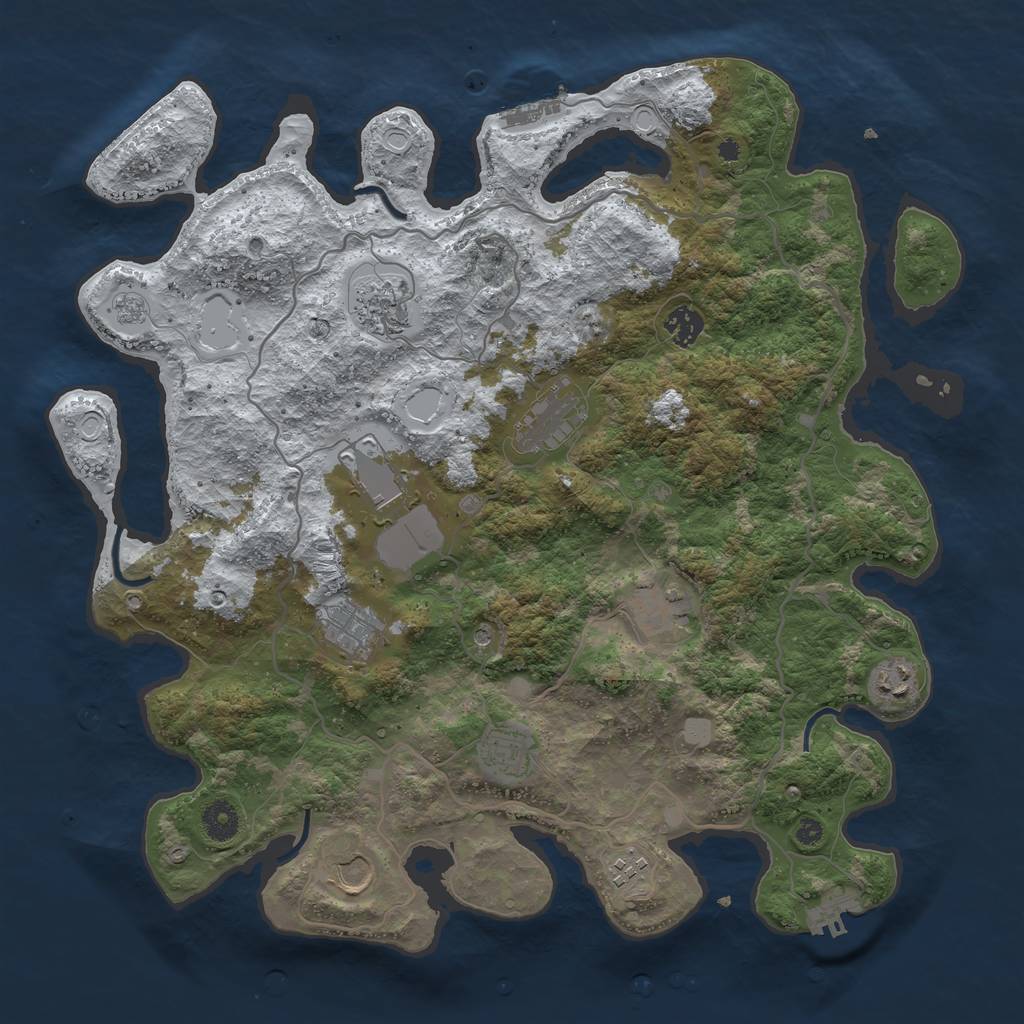 Rust Map: Procedural Map, Size: 4000, Seed: 13997, 19 Monuments