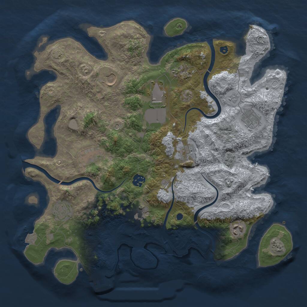 Rust Map: Procedural Map, Size: 3750, Seed: 1124175052, 16 Monuments