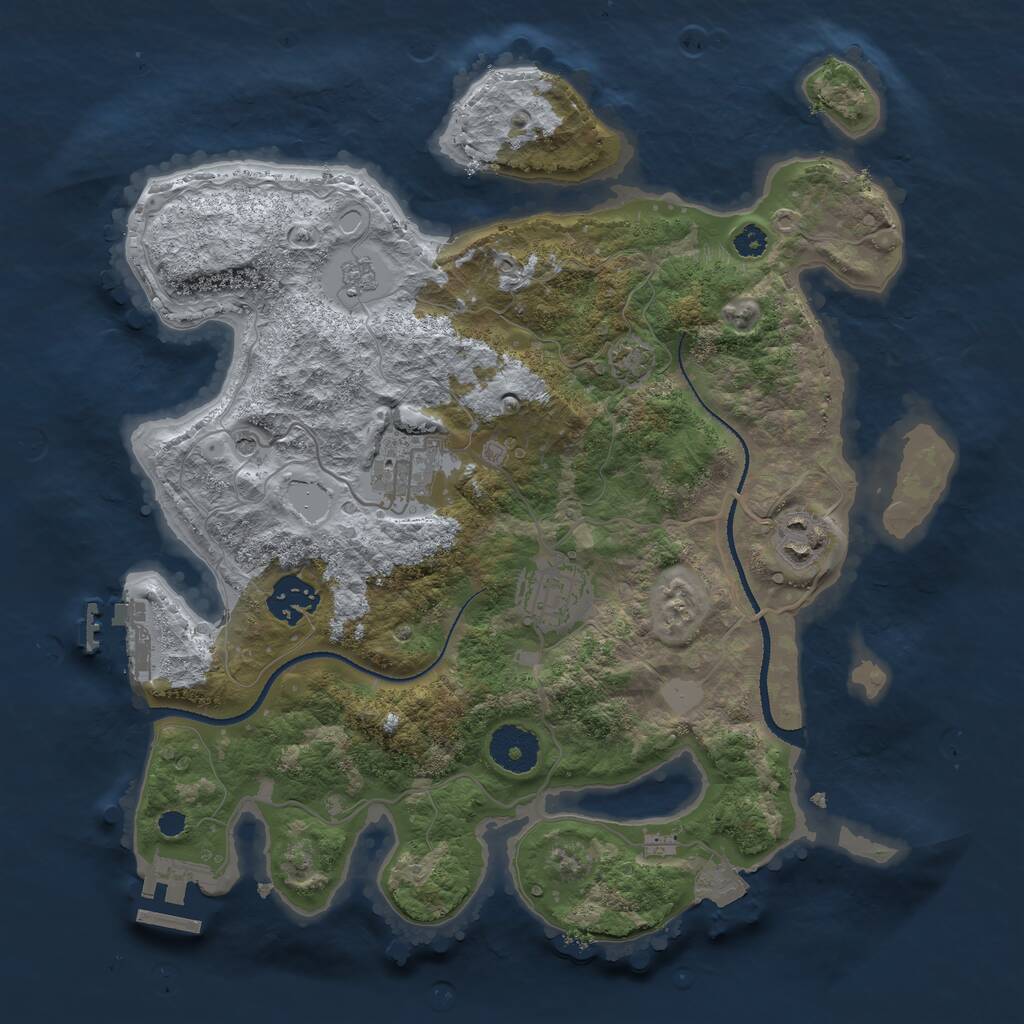 Rust Map: Procedural Map, Size: 3200, Seed: 6126973, 10 Monuments