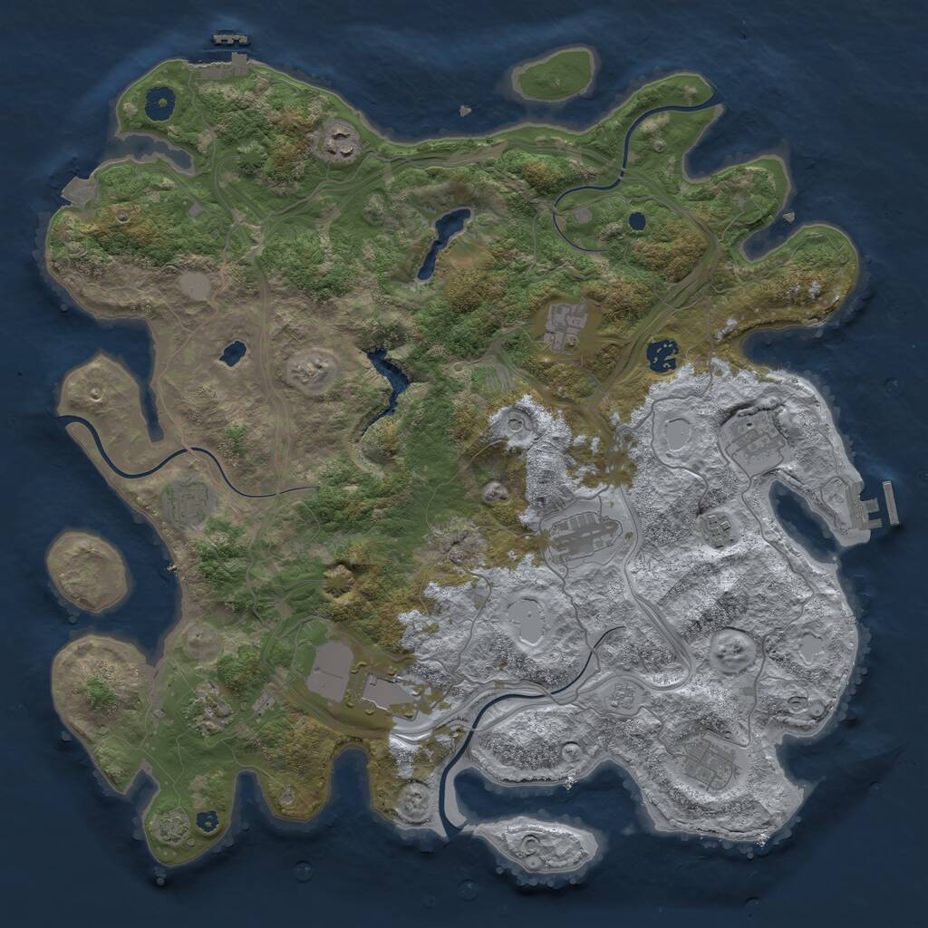 Rust Map: Procedural Map, Size: 4250, Seed: 69420, 16 Monuments