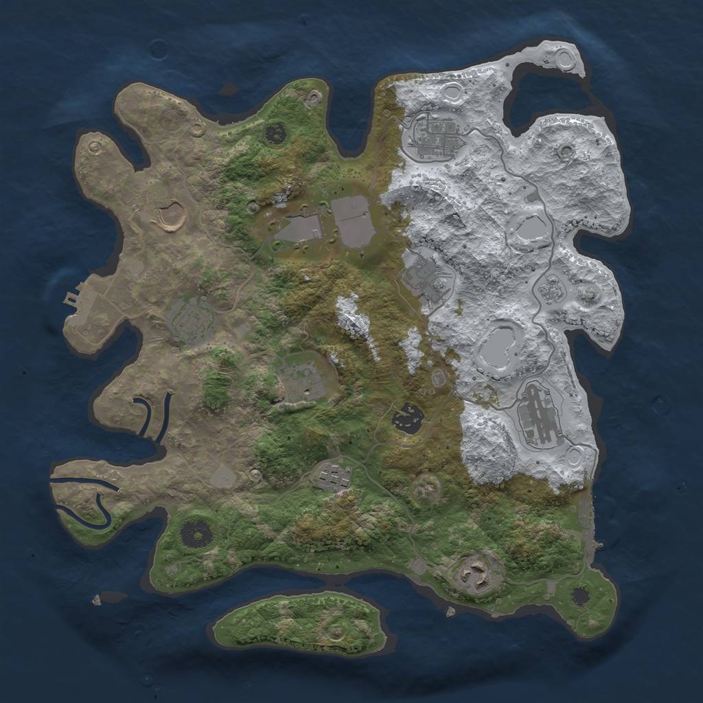 Rust Map: Procedural Map, Size: 3500, Seed: 945362, 18 Monuments