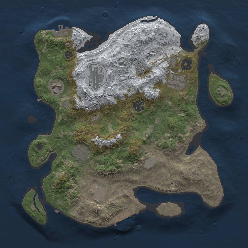 Rust Map: Procedural Map, Size: 3250, Seed: 5, 16 Monuments