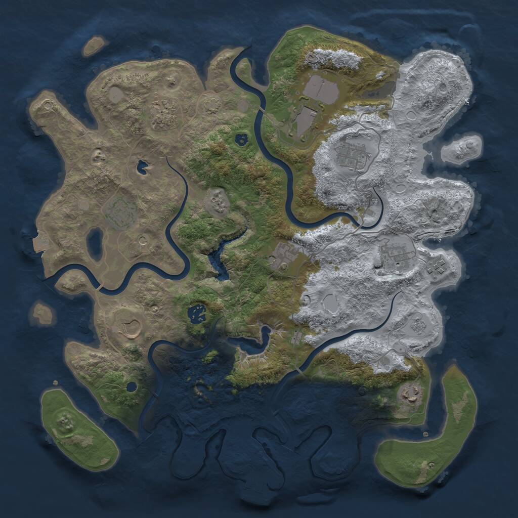 Rust Map: Procedural Map, Size: 4000, Seed: 865533, 15 Monuments