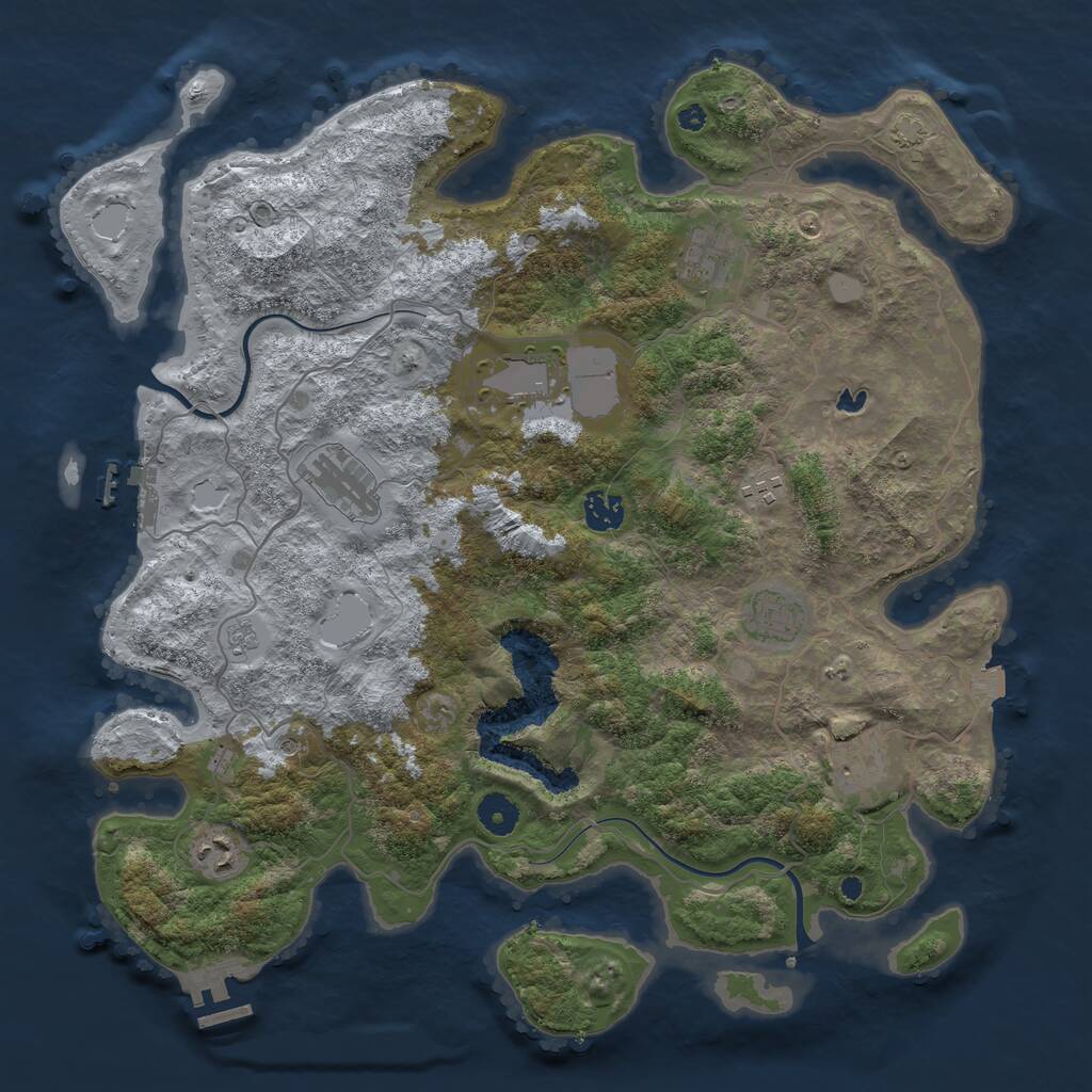 Rust Map: Procedural Map, Size: 4000, Seed: 990456, 14 Monuments
