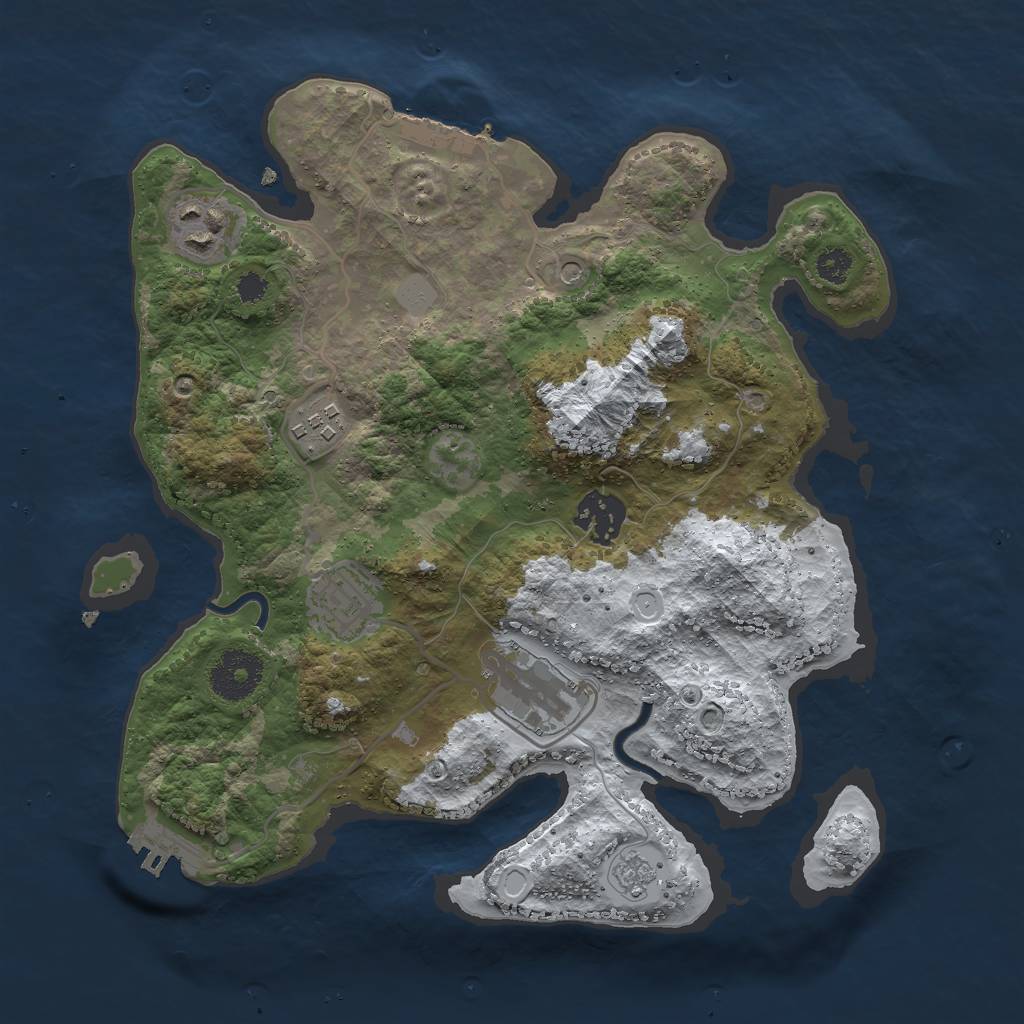 Rust Map: Procedural Map, Size: 3000, Seed: 1289876583, 14 Monuments