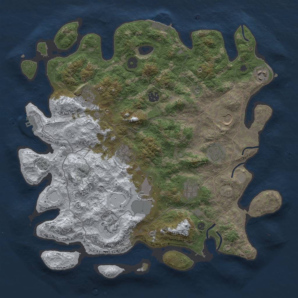 Rust Map: Procedural Map, Size: 4000, Seed: 844032, 19 Monuments