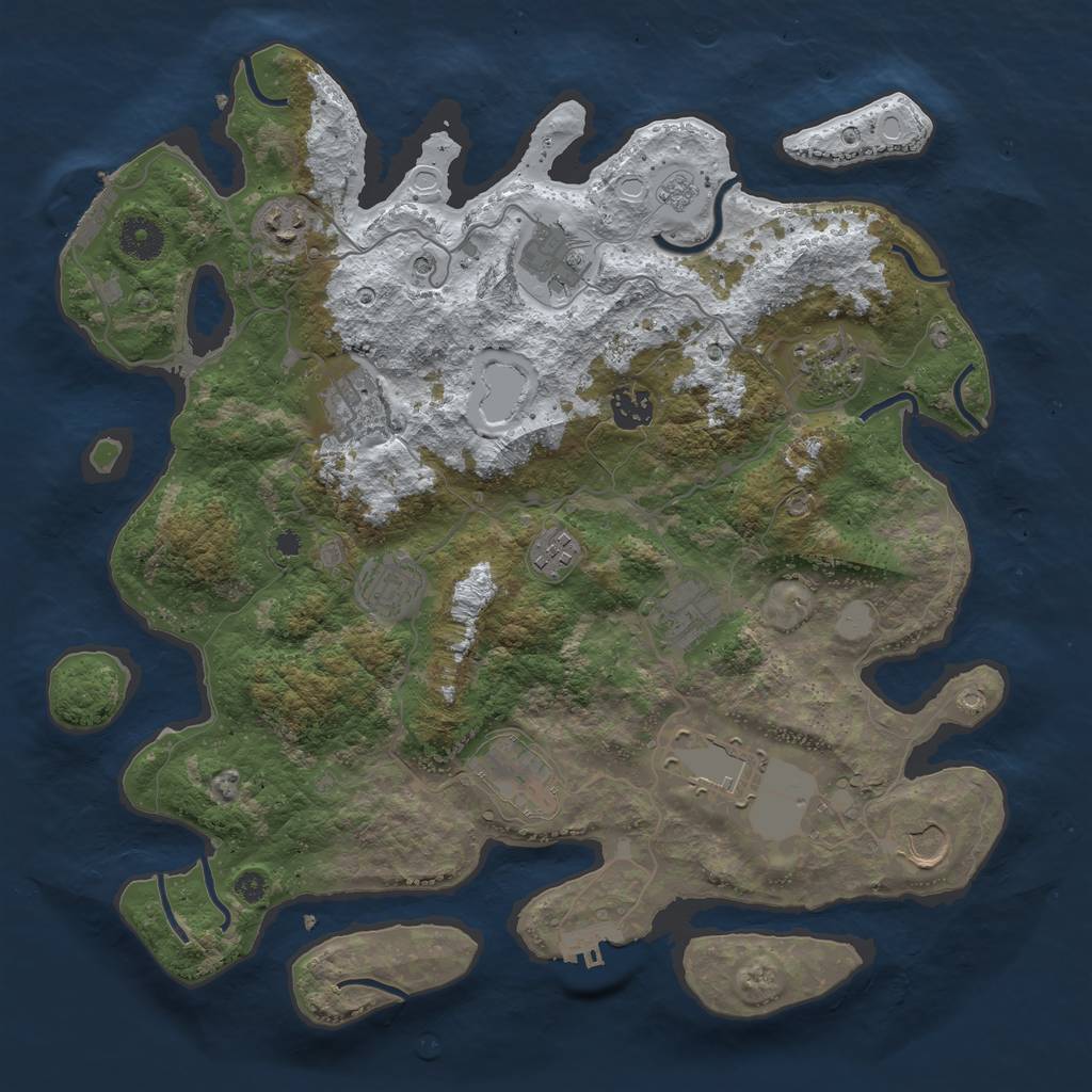 Rust Map: Procedural Map, Size: 3750, Seed: 1307123676, 20 Monuments