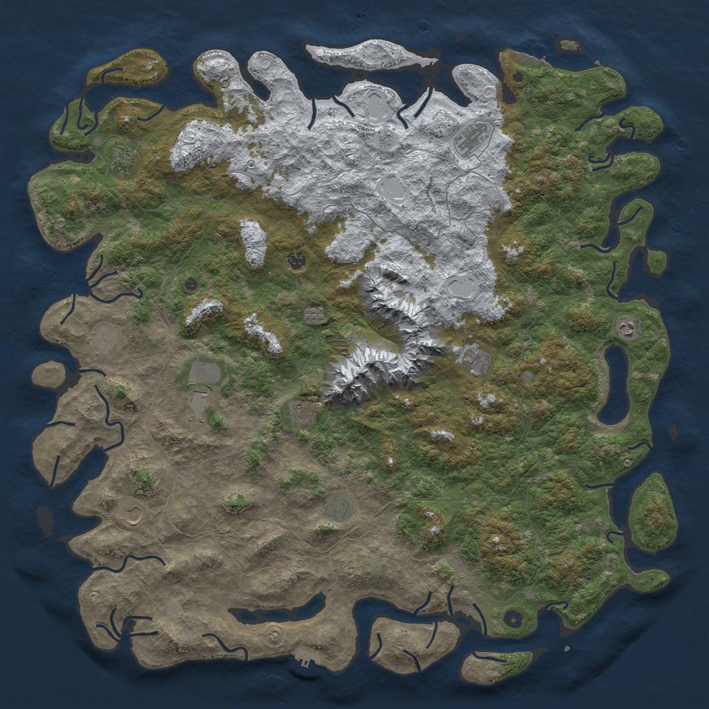Rust Map: Procedural Map, Size: 6000, Seed: 2127213523, 20 Monuments