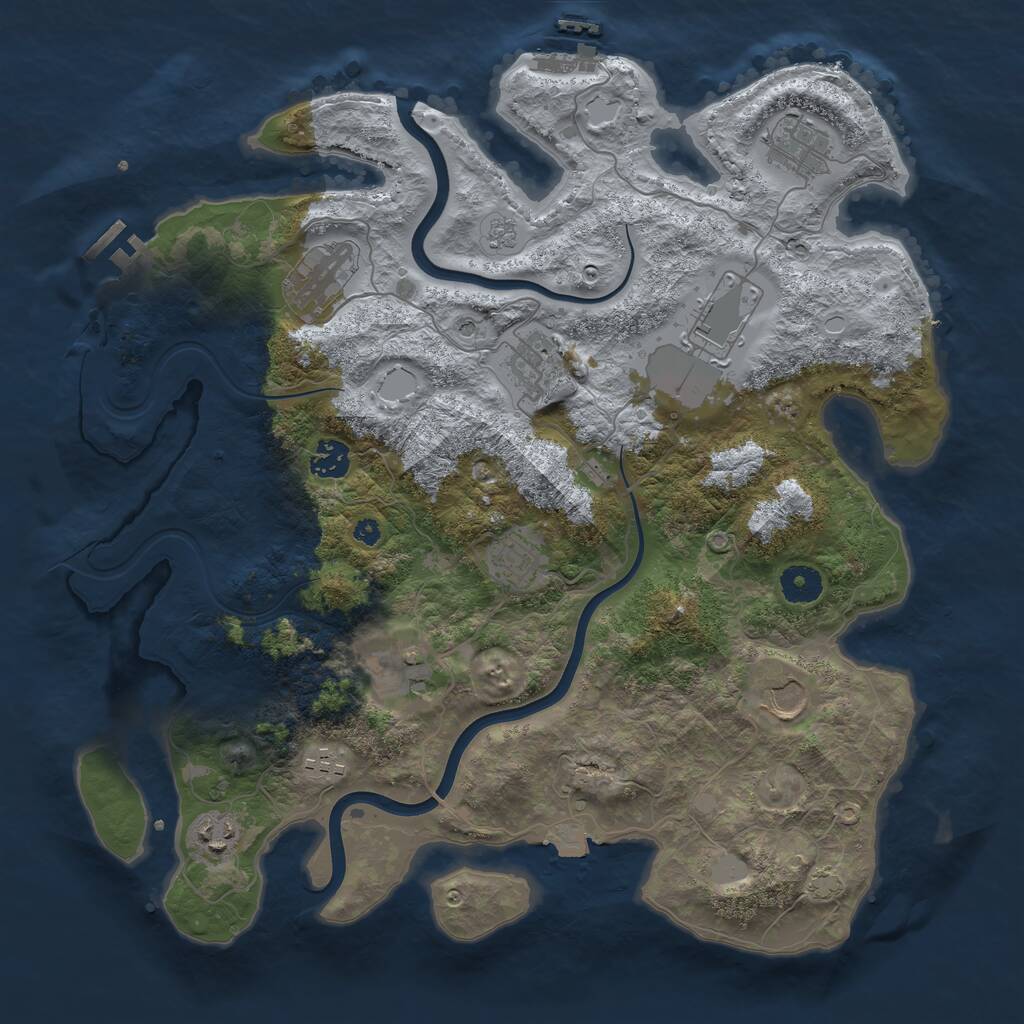 Rust Map: Procedural Map, Size: 3850, Seed: 1988661170, 16 Monuments