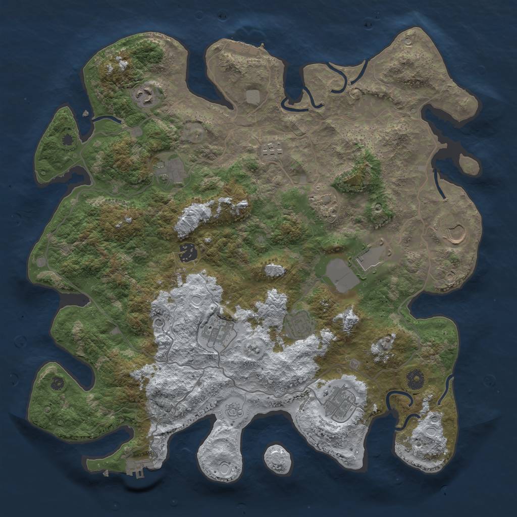 Rust Map: Procedural Map, Size: 4000, Seed: 494495, 19 Monuments