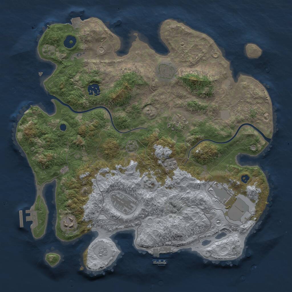 Rust Map: Procedural Map, Size: 3500, Seed: 888666, 13 Monuments