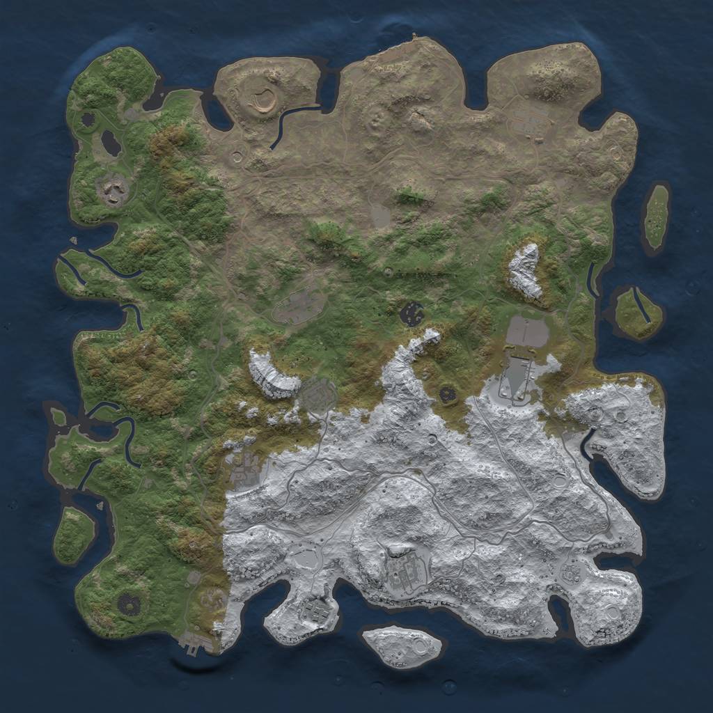 Rust Map: Procedural Map, Size: 4500, Seed: 1338, 19 Monuments