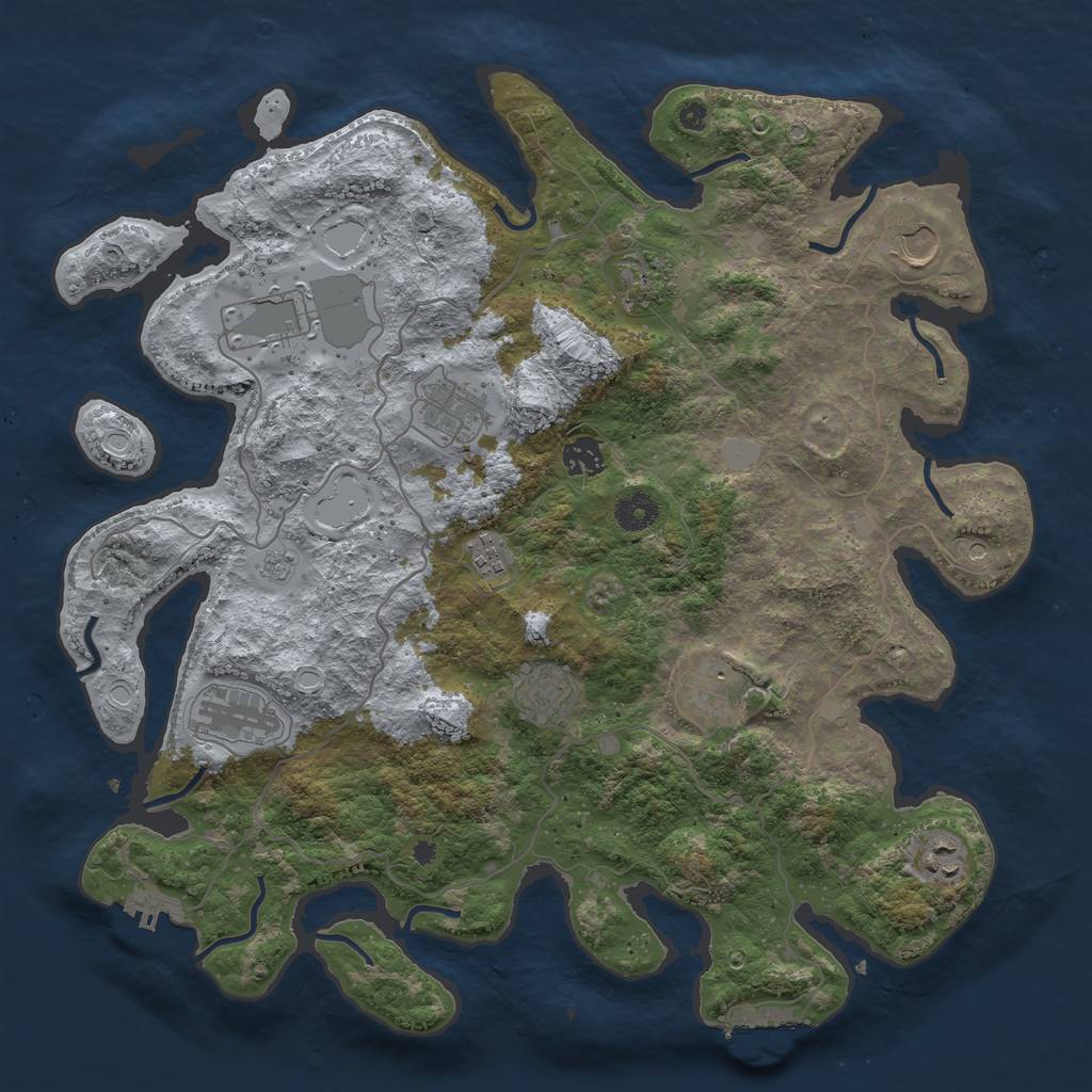 Rust Map: Procedural Map, Size: 4000, Seed: 7210243, 17 Monuments