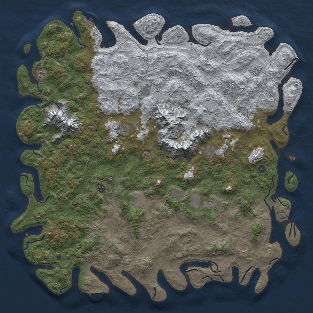 Rust Map: Procedural Map, Size: 6000, Seed: 446581, 20 Monuments