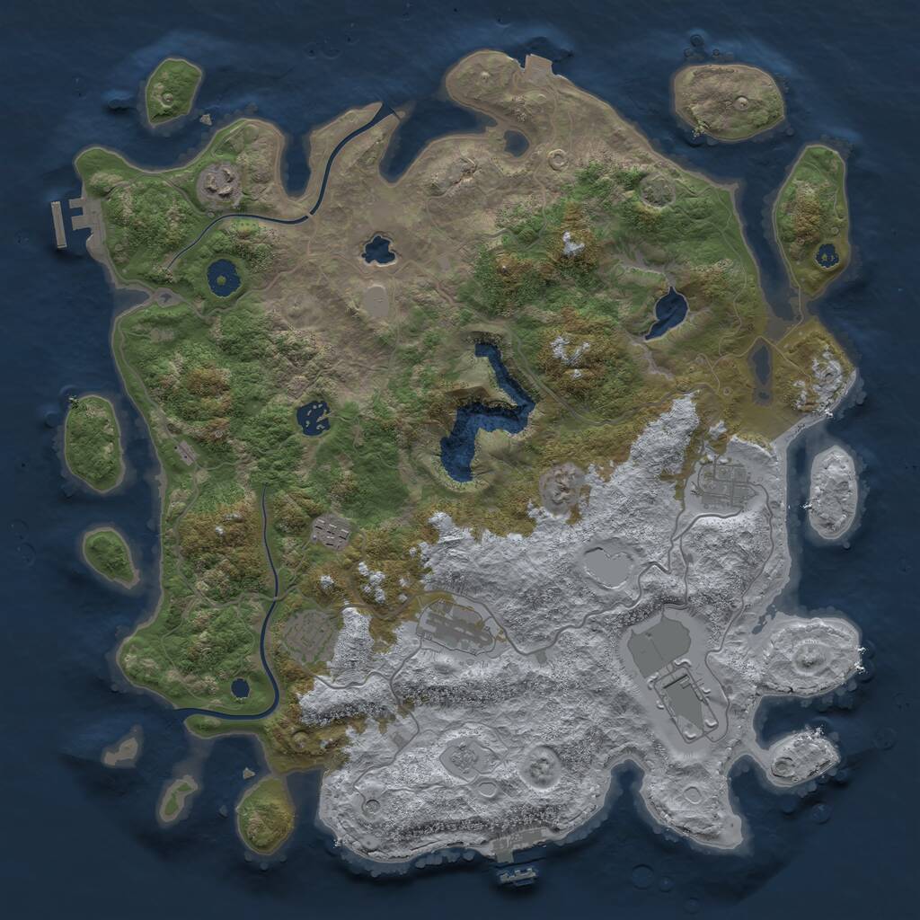 Rust Map: Procedural Map, Size: 4000, Seed: 2096049632, 13 Monuments