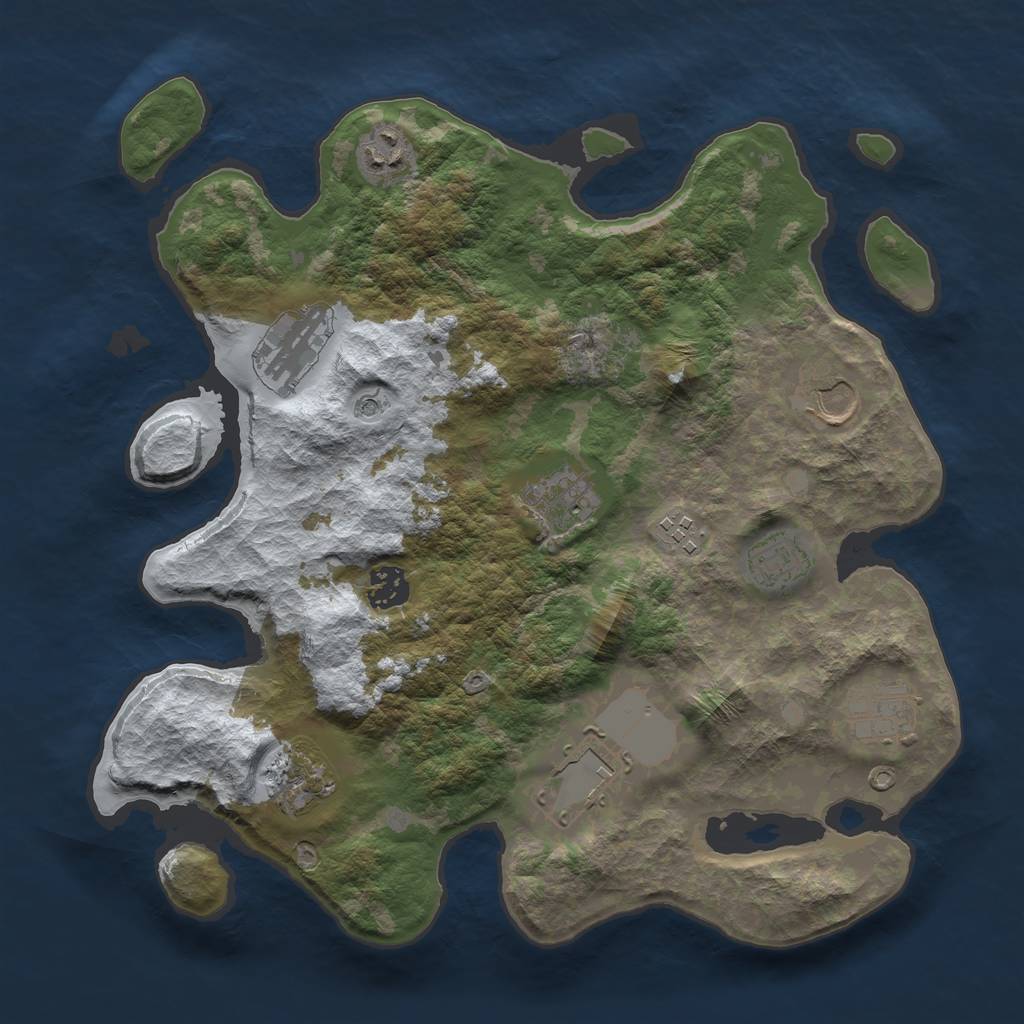 Rust Map: Barren, Size: 3500, Seed: 1805684426, 13 Monuments