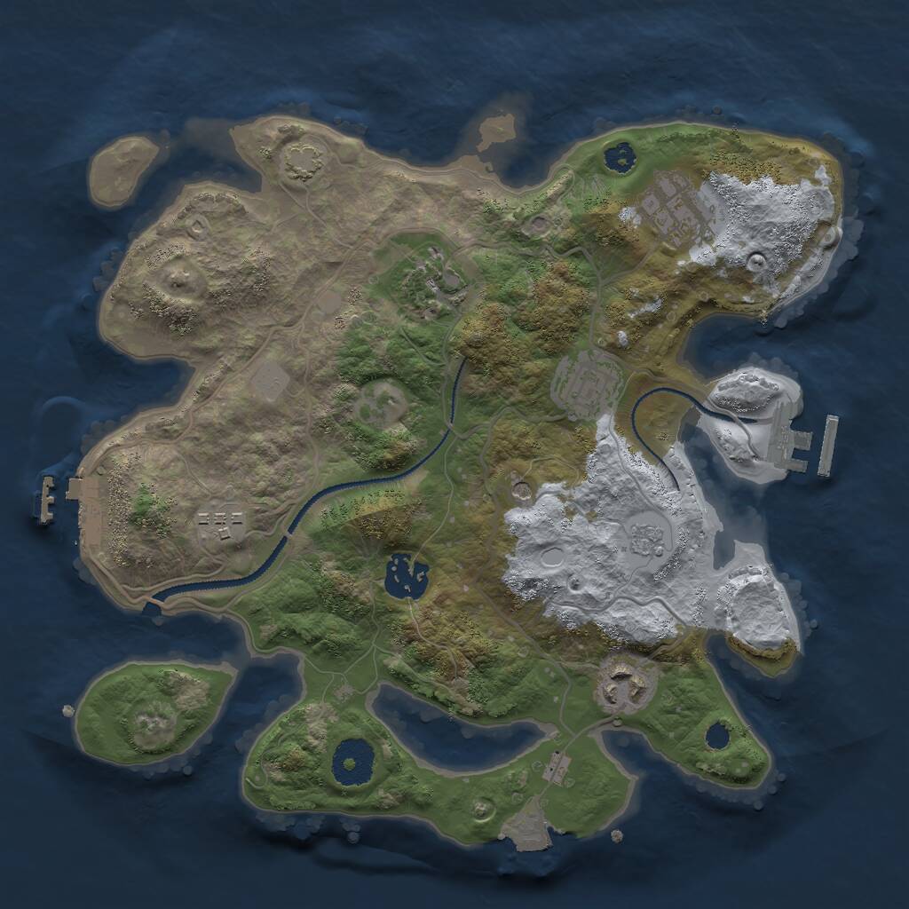 Rust Map: Procedural Map, Size: 3000, Seed: 602423556, 12 Monuments
