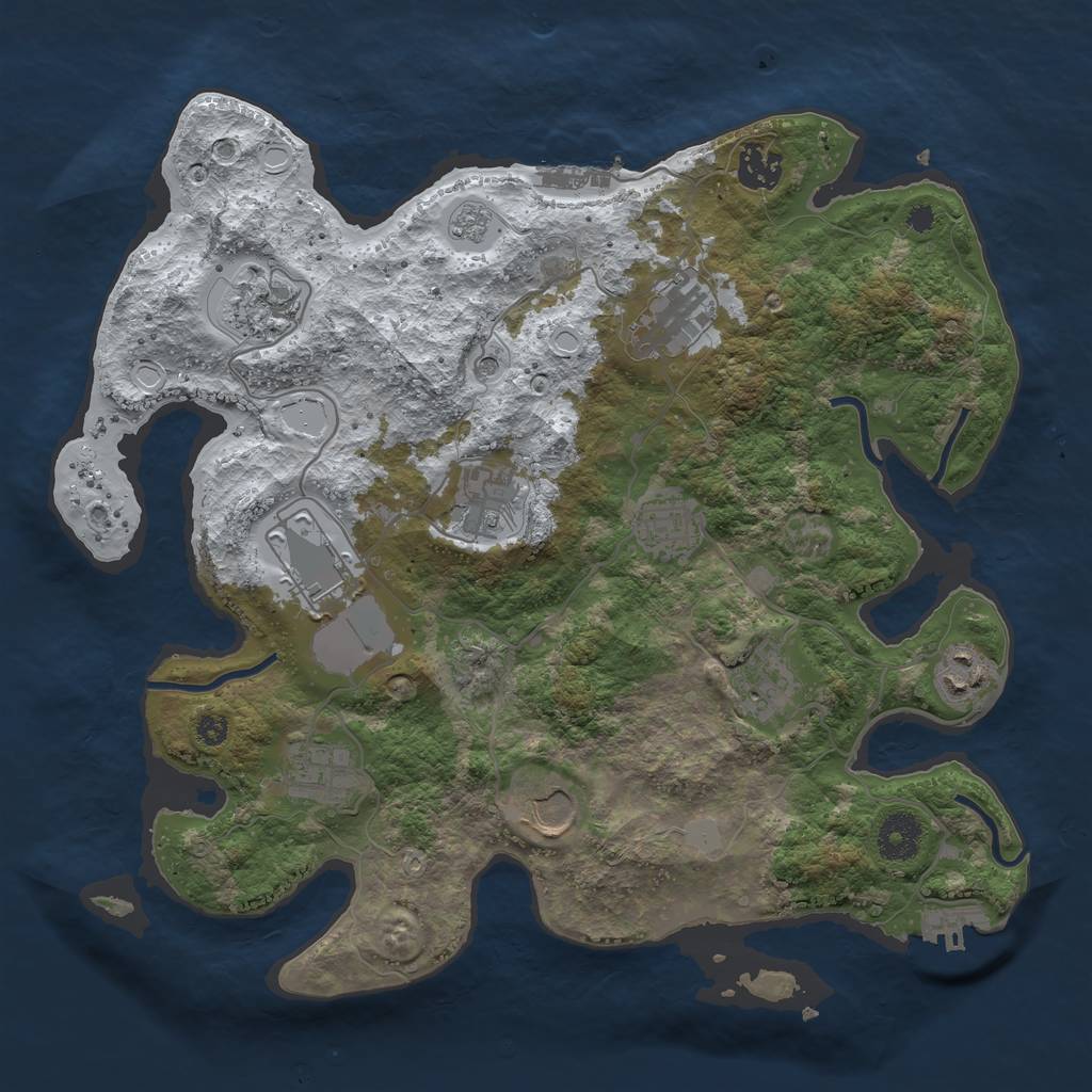 Rust Map: Procedural Map, Size: 3500, Seed: 23441379, 19 Monuments