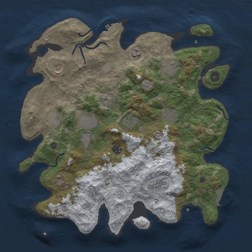 Rust Map: Procedural Map, Size: 3850, Seed: 326689957, 20 Monuments