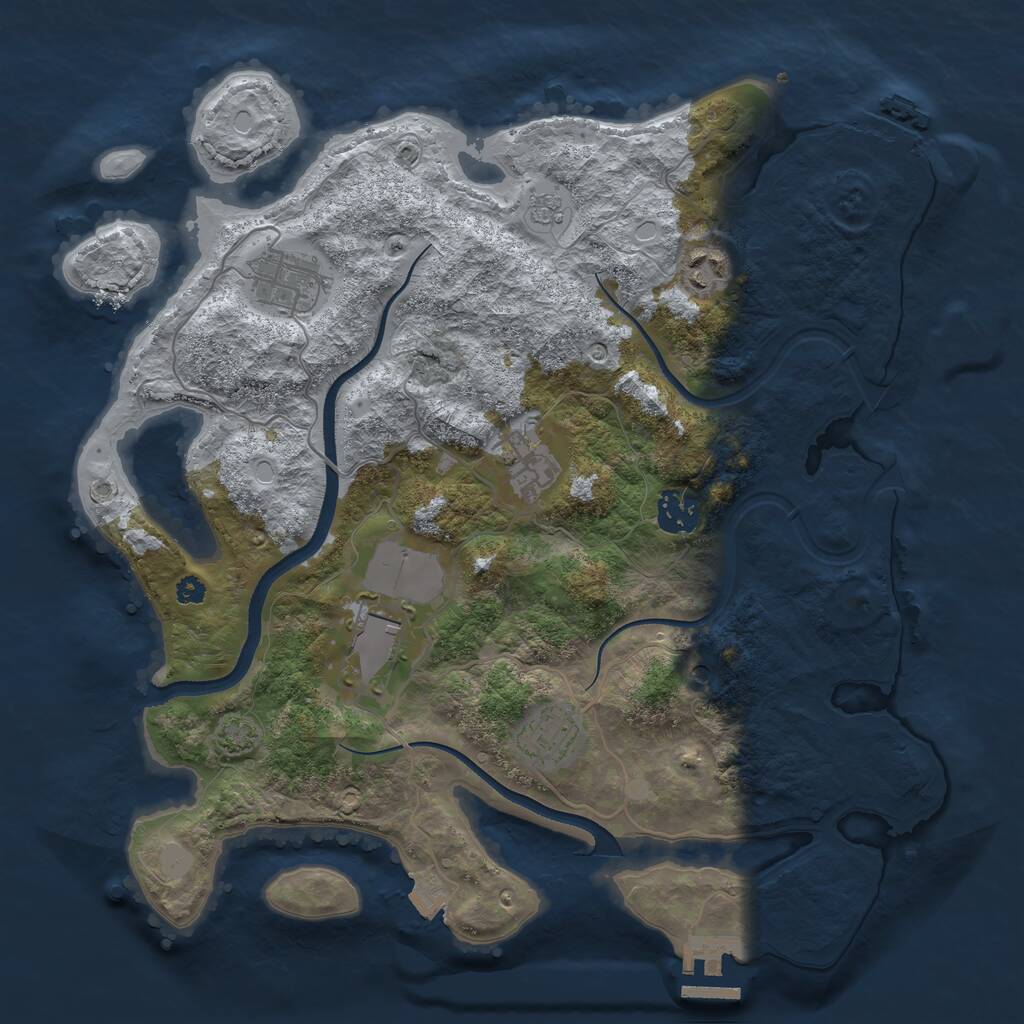 Rust Map: Procedural Map, Size: 3500, Seed: 27391405, 12 Monuments